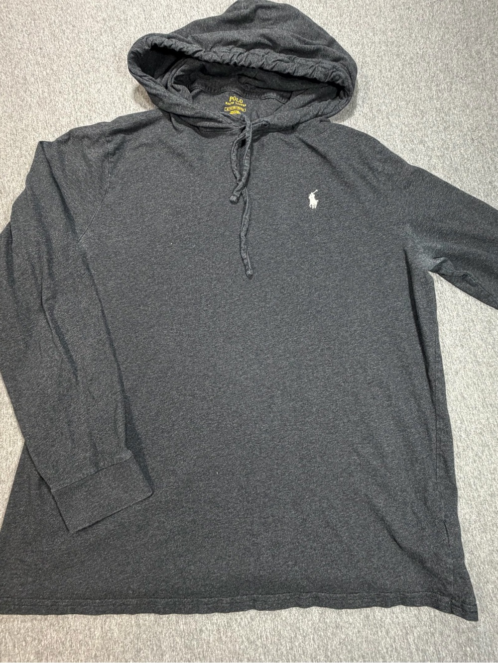 Polo by Ralph Lauren Dark Charcoal Hooded Long-Sleeve Shirt Mens XL